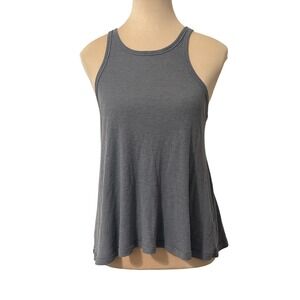 Free People Ribbed Racerback Tank Top Minimalist Casual Classic Gray XS
